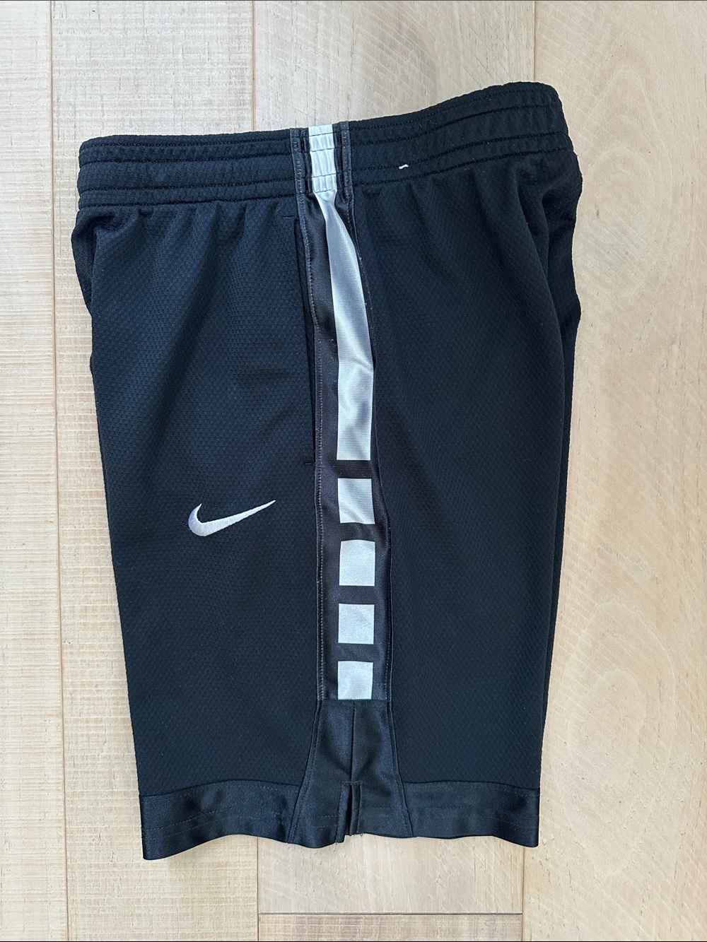 Nike Black Kids Athletic Shorts with White Accents